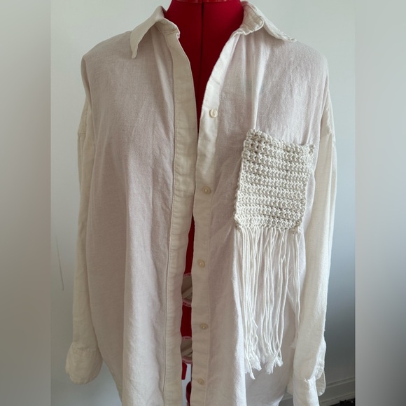 H&M Oversized Fringe Detail Shirt - size S - Picture 9 of 9